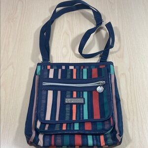 Lily Bloom Blue and Multicolor Stripes Crossbody Bag